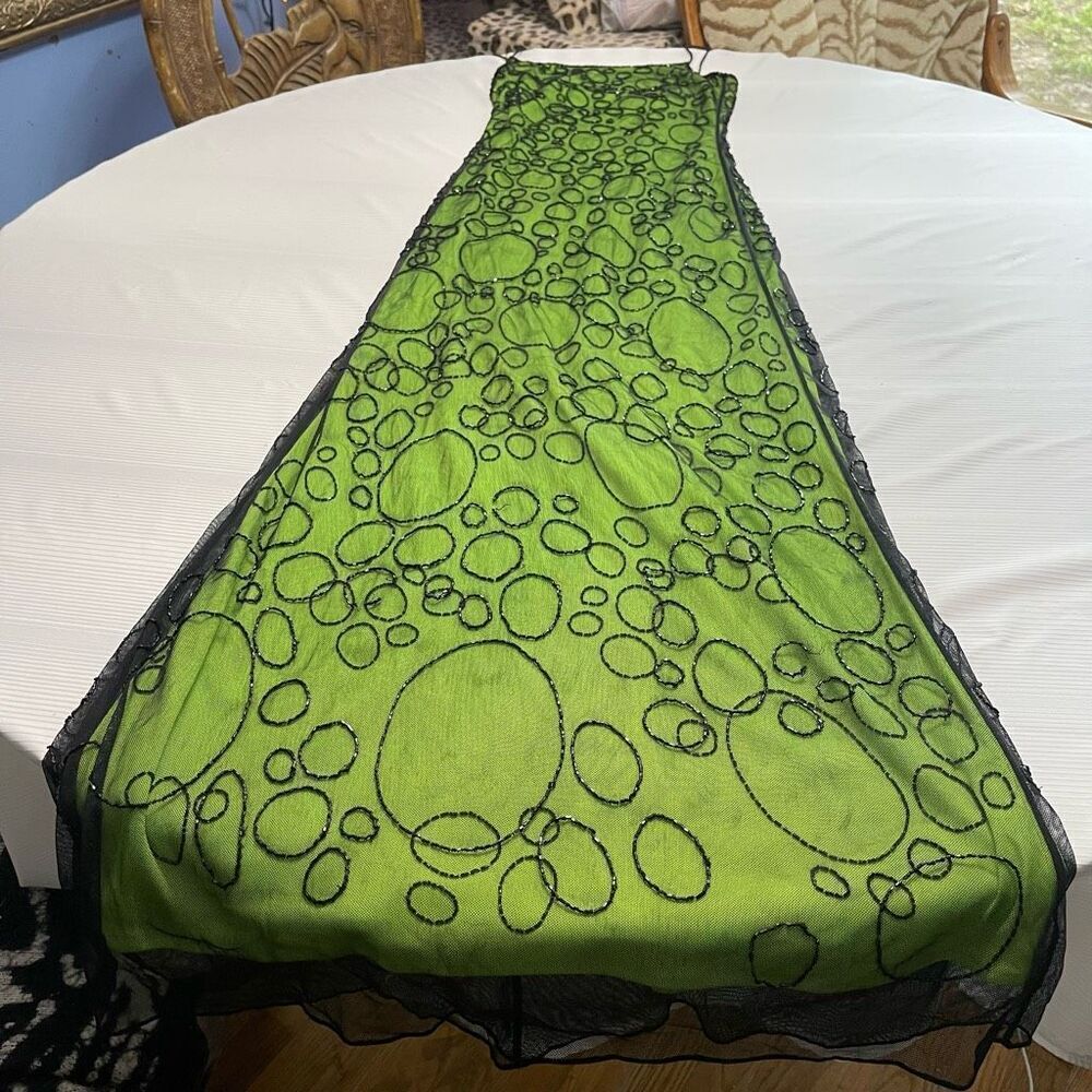 Cassandra Stone Y2k 90s Green Black Beaded Dress Size 6 Read Description
